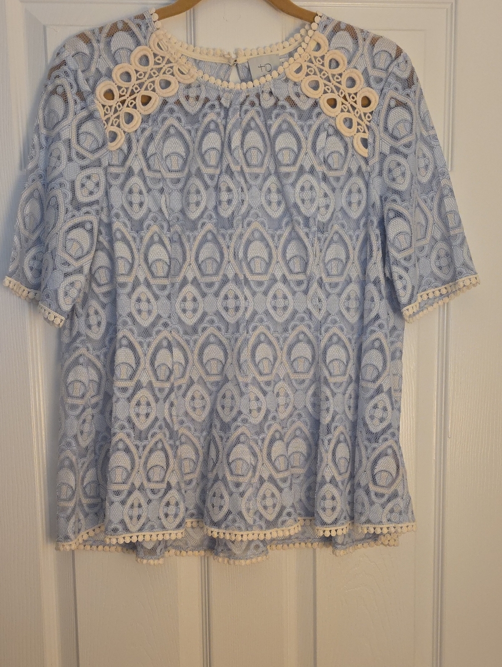 Anthropologie HD in Paris Women's Geometric Blouse Blue & White Medium